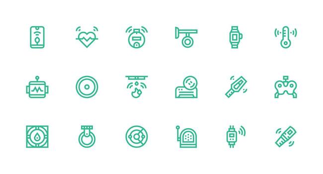 18 Icons for Sensor in Strong Stroke Line Format Simple Icons for Interface and Wireframes vector