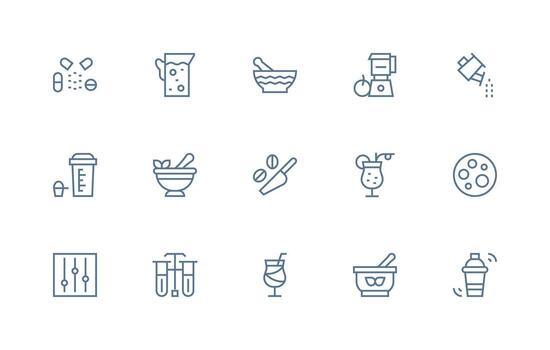 15 íconos para mezcla en regular línea formato contorno icono paquete vector