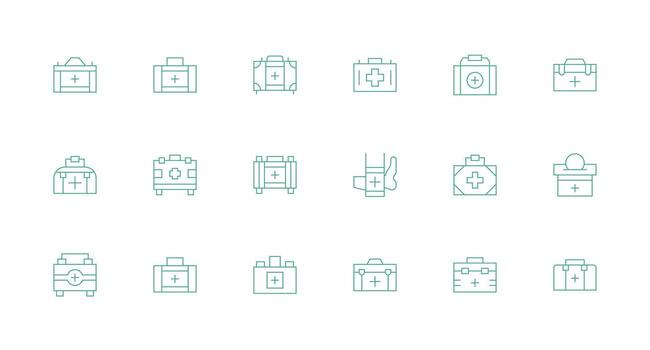 18 mínimo línea estilo íconos desde vendajes colección completamente editable icono conjunto para web vector