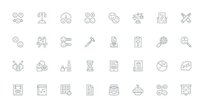 32 Icons for Assessment in Thin Line Format Clean Set for Layout Prototypes vector