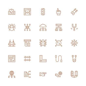 Link Icon Set with 25 Medium Stroke Outline Graphics Flexible Icon System for Web Interfaces vector