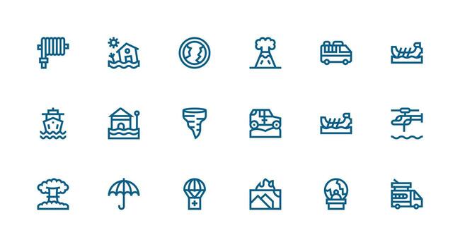 18 Strong Stroke Line Style Icons from Disaster Collection Reliable Icons for All Interfaces vector