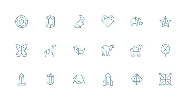 Polygon Design Icons featuring 18 in Minimal Line Style Layout Icon Collection vector