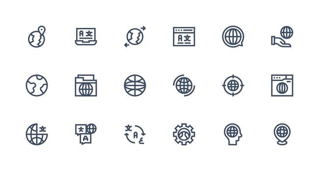 18 fuerte carrera línea estilo íconos desde internacionalización colección núcleo icono colección para diario Tareas vector