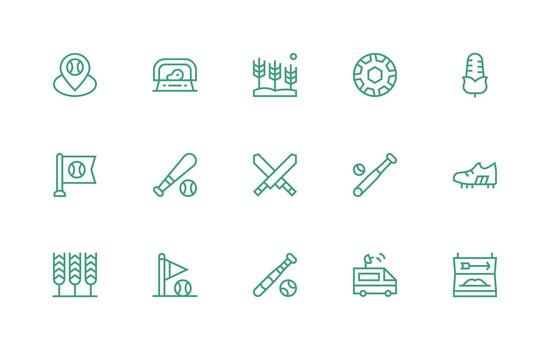 15 Field Icons in Regular Line Aesthetic Neat Icon Set vector