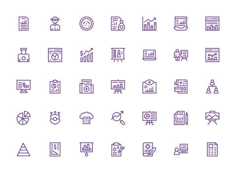 Chart Set with 35 Regular Clean Line Icons Interface Icon Collection for Daily Projects vector
