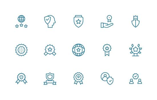 Trusted Icon Set with 15 Regular Line Graphics UI Icon Set vector