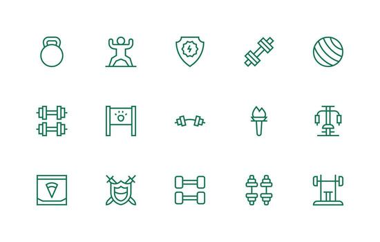 Strength featuring 15 Icons in Regular Line Design Flexible Icon System for Web Interfaces vector