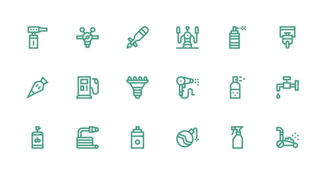 Nozzle Design Icons featuring 18 in Strong Stroke Line Style High-Resolution Icons for Any Platform vector