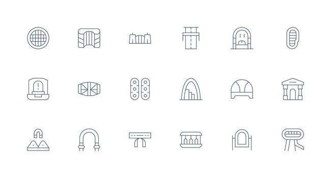 mínimo línea íconos desde túnel conjunto con 18 vectores íconos construido para visual consistencia paquete