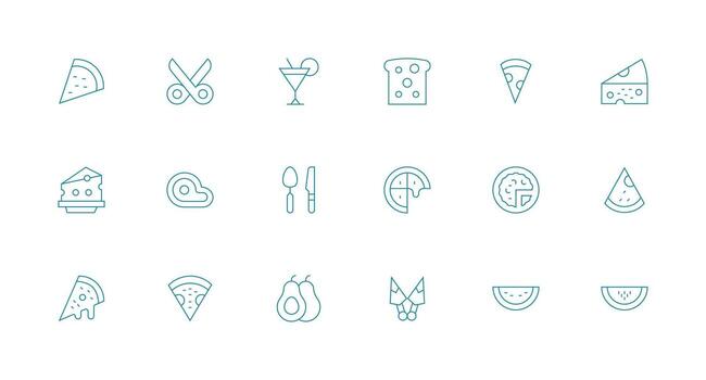 mínimo línea íconos desde rebanada conjunto con 18 vectores organizado icono paquete para rápido acceso