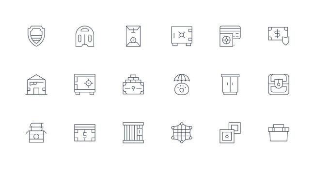 Safekeeping Icon Collection with 18 Minimal Line Designs Full Icon Library for UI Designers vector