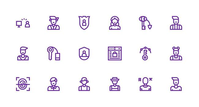 iniciar sesión icono conjunto con 18 fuerte carrera línea gráficos interfaz íconos para diario utilizar vector