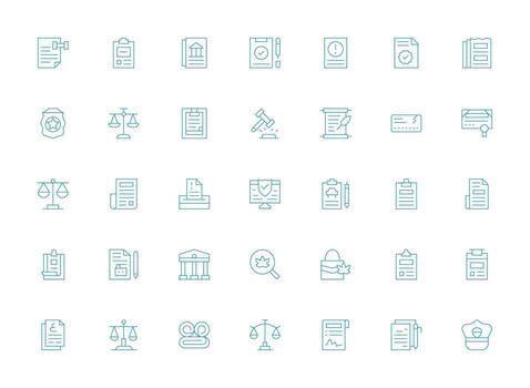 35 Icons for Legal in Light Line Format Neatly Designed Icons for Web Platforms vector