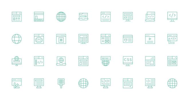 Browser Visual Pack containing 32 Thin Line Icons Reliable Icons for All Interfaces vector