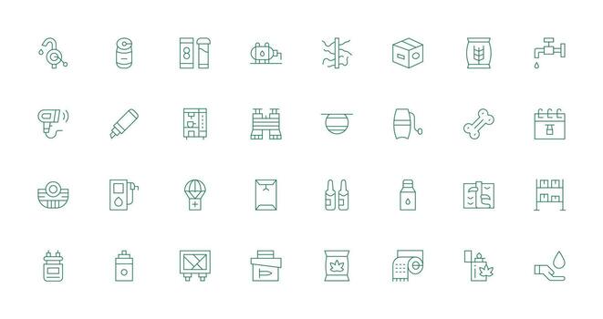 Supply Design Icons featuring 32 in Thin Line Style Balanced Icon Set for Functional Design vector