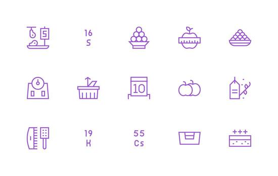 15 Quantity Icons in Regular Line Aesthetic Core Icon Collection for Daily Tasks vector