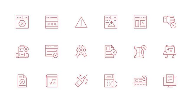 Incorrect Icon Set with 18 Minimal Line Graphics Icon Collection Set vector