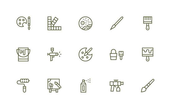 pintar conjunto con 15 regular línea íconos ordenado icono conjunto vector