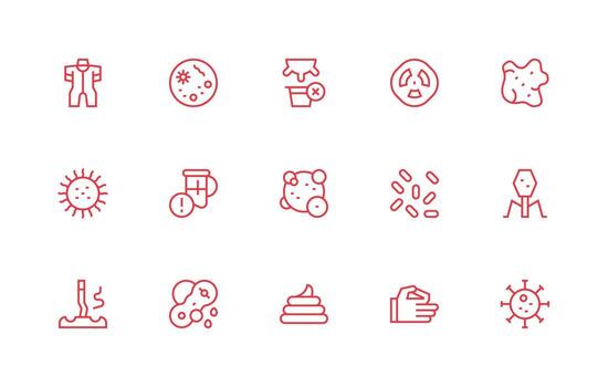 15 Icons for Contamination in Regular Line Format Sharp Icons for Presentations vector