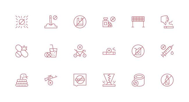 Minimal Line Style Prohibition Icons with 18 Vectors Multi-Style Icon Collection