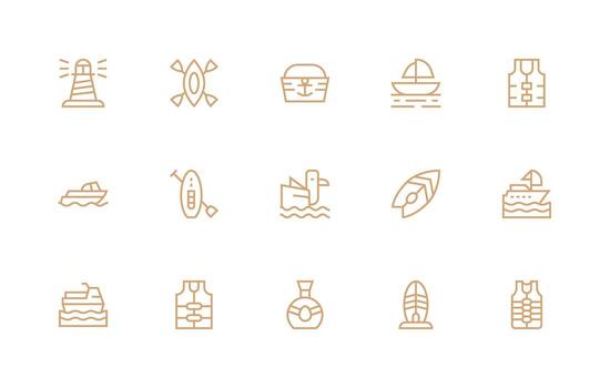 15 Icons for Sailing in Regular Line Format Complete Icon Bundle for Web Design vector