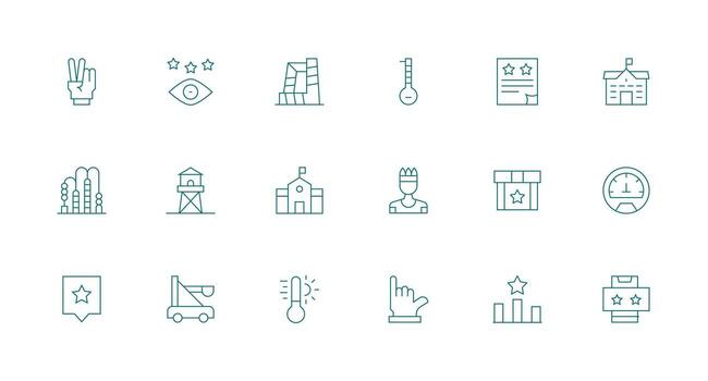 18 High Icons in Minimal Line Aesthetic Simple Icons for Interface and Wireframes vector