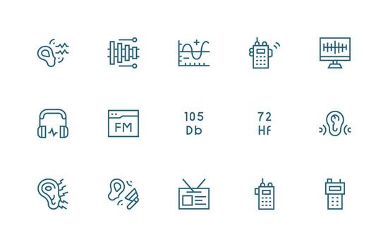 15 Regular Line Icons for Frequency Graphics Clear and Concise Icon Set Collection vector