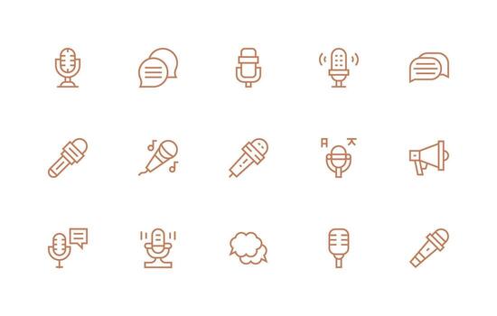 Commentary Icon Set with 15 Regular Line Graphics Icon Pack for Various Themes vector