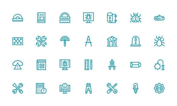 Bold Line Icons from Technical Set with 28 Vectors Display Icon Pack