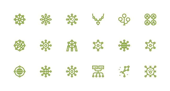 Enlaces icono conjunto con 18 fuerte carrera línea gráficos monitor icono paquete vector