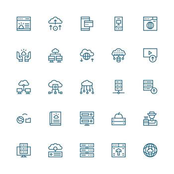 25 Medium Stroke Outline Icons for Hosting Graphics Neutral Style Icons for Any Project vector