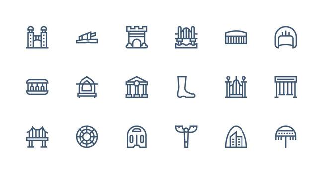 Arch featuring 18 Icons in Strong Stroke Line Design Sharp Icons for Presentations vector