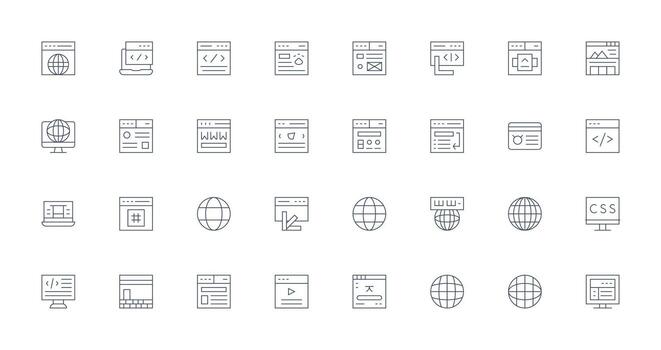 Thin Line Icons from Browser Set with 32 Vectors Smart Icon Collection