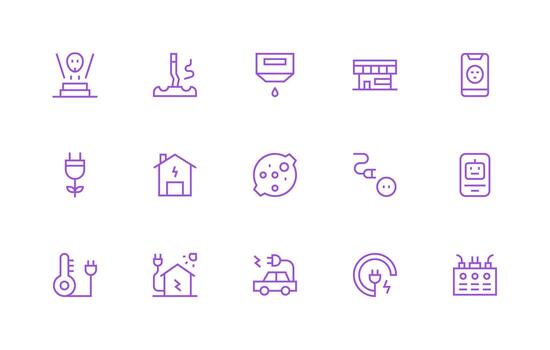Outlet Set with 15 Regular Line Icons Customizable Icon Series for Mobile Screens vector