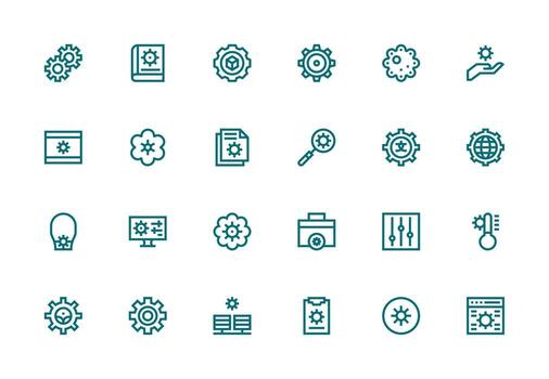 24 grueso línea línea íconos para parámetros gráficos de múltiples fines icono paquete para plantillas vector