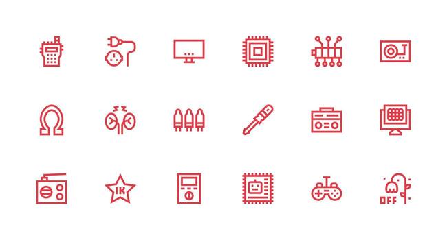 18 Strong Stroke Line Style Icons from Electronics Collection Responsive Icon Set for Flexible Layouts vector
