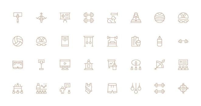 32 Icons for Training in Thin Line Format UI and UX Focused Icon Collection vector