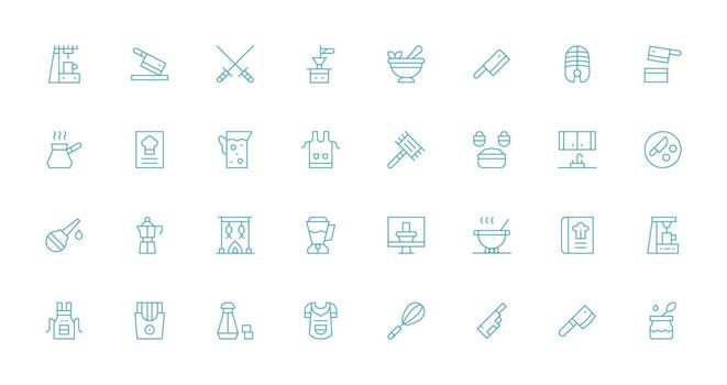 Thin Line Icons from Preparation Set with 32 Vectors Sharp Icons for Presentations