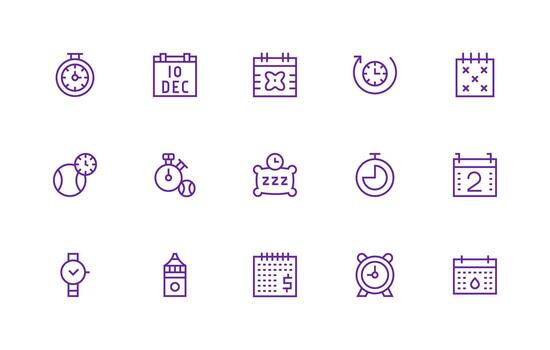 regular línea estilo calendario íconos con 15 vectores de uso múltiple icono diseño paquete