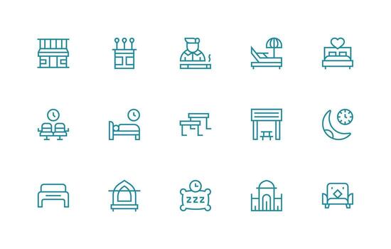 15 Rest Icons in Regular Line Aesthetic Neutral Style Icons for Any Project vector
