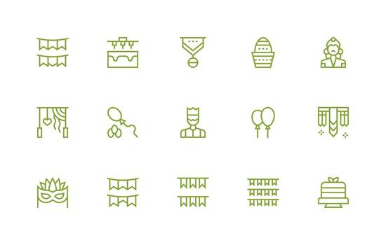 Regular Line Style Decorations Icons with 15 Vectors Multi-Style Icon Collection