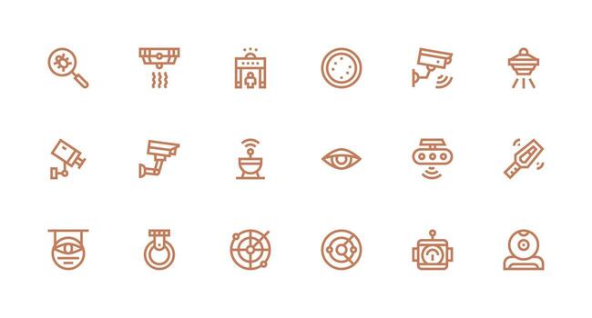 18 Strong Stroke Line Vectors for Detection Theme Interface Icons for Daily Use