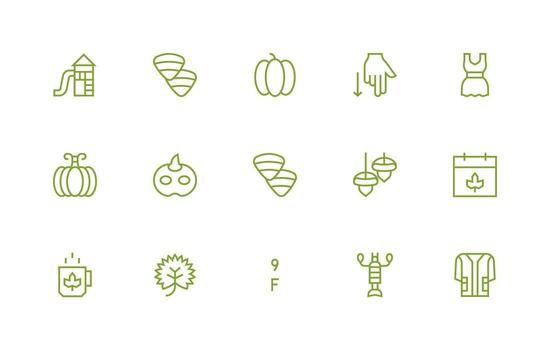 Fall Set with 15 Regular Line Icons Flexible Icon System for Web Interfaces vector