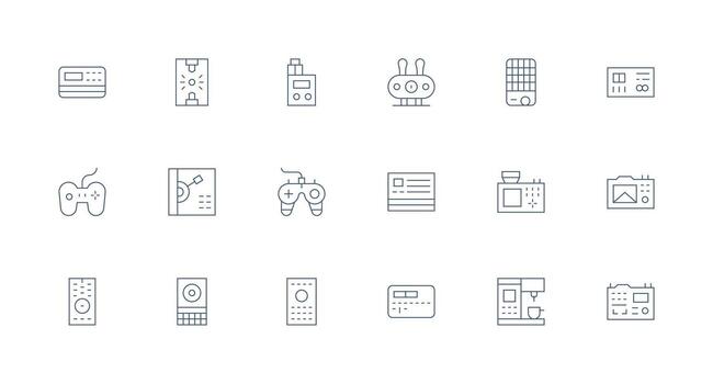 18 Minimal Line Style Icons from Buttons Collection Neat Icon Set vector