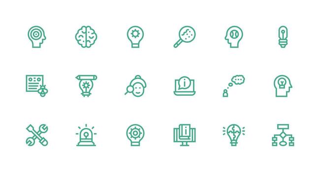 fuerte carrera línea estilo problema resolviendo íconos con 18 vectores inteligente icono colección