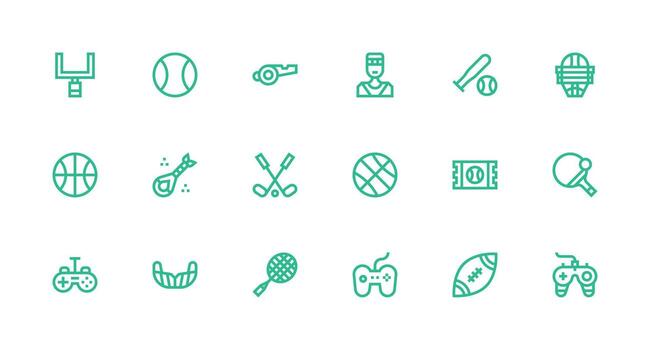 18 Player Icons in Strong Stroke Line Aesthetic Minimal Icon Set for Interface Projects vector