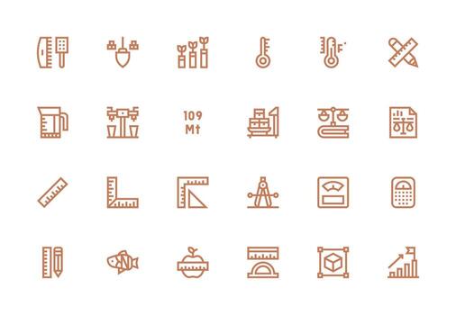 Thick Line Line Style Scale Icons with 24 Vectors Clean Icon Collection for Web Use