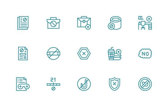 Regular Line Icons from Not Allowed Set with 15 Vectors UI Icon Set