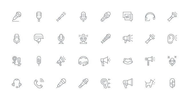 32 Icons for Voice in Thin Line Format Style Icon Set vector